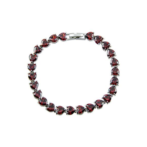 The Skyline Collection July Birthstone Simulated Red Ruby Heart Tennis Bracelet - Picture 2 of 5